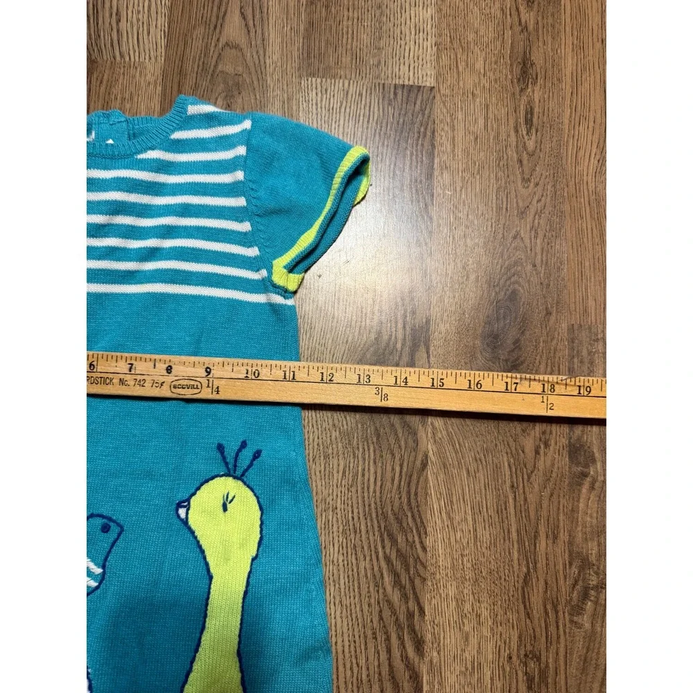 Gymboree Dress Girls Size 4T Teal Sweater Dress Bird Graphic Knit Bird Intarsia